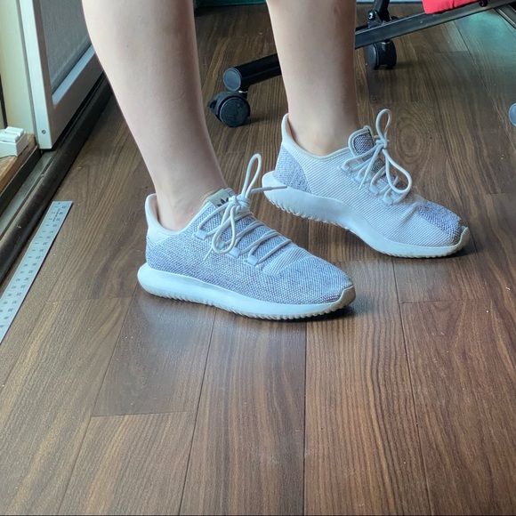 White and grey adidas tubular tennis shoes main image 4
